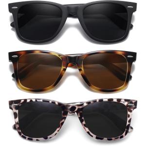 imageMEETSUN Retro Polarized Sunglasses for Women Men Classic Mirror Lens Driving Trendy Sun Glasses UV Protection 3 Pack3 Pack BlackTortoiseshellLeopard