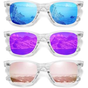 imageMEETSUN Retro Polarized Sunglasses for Women Men Classic Mirror Lens Driving Trendy Sun Glasses UV Protection 3 Pack3 Pack BluePurplePink