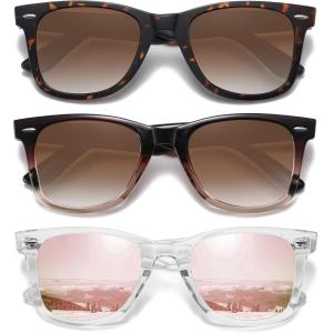 imageMEETSUN Retro Polarized Sunglasses for Women Men Classic Mirror Lens Driving Trendy Sun Glasses UV Protection 3 Pack3 Pack Leopard BrownBrown GradientPink