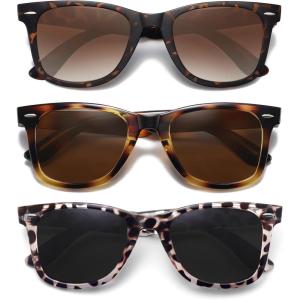 imageMEETSUN Retro Polarized Sunglasses for Women Men Classic Mirror Lens Driving Trendy Sun Glasses UV Protection 3 Pack3 Pack Leopard BrownTortoiseshellLeopard