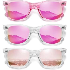 imageMEETSUN Retro Polarized Sunglasses for Women Men Classic Mirror Lens Driving Trendy Sun Glasses UV Protection 3 Pack3 Pack Pink