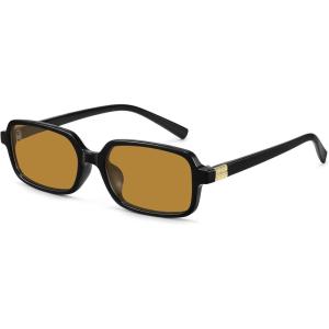 imageMEETSUN Retro Rectangular Sunglasses for Women Trendy Vintage 90s Small Square Sun Glasses UV ProtectionBlackBrown