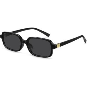 imageMEETSUN Retro Rectangular Sunglasses for Women Trendy Vintage 90s Small Square Sun Glasses UV ProtectionBlackGray