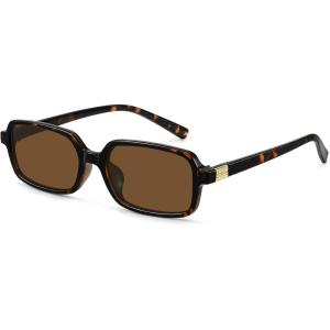 imageMEETSUN Retro Rectangular Sunglasses for Women Trendy Vintage 90s Small Square Sun Glasses UV ProtectionTortoiseBrown