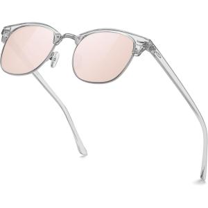 imageMEETSUN Retro Semi Rimless Polarized Sunglasses for Men Women Classic Trendy Driving Sun Glasses UV ProtectionB10clear Framesilver RimPink Mirrored Lens