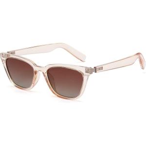 imageMEETSUN Retro Vintage Cat Eye Polarized Sunglasses for Women Trendy Designer Style Cateye Sun GlassesLight Brown Frame Brown Gradient Lens