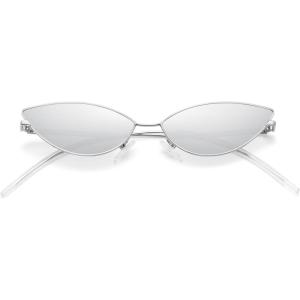 imageMEETSUN Retro Vintage Cat Eye Sunglasses For Women Men Narrow Small Oval Glasses Petals Shape Curved Temple DesignSilver  Silver