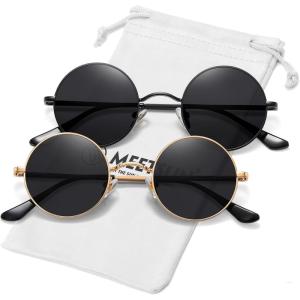 imageMEETSUN Small Round Polarized Sunglasses for Men Women Retro Vintage Circle Hippie Sun Glasses UV400Black  Grey  Gold  Grey