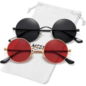 imageMEETSUN Small Round Polarized Sunglasses for Men Women Retro Vintage Circle Hippie Sun Glasses UV400Black  Grey  Gold  Red