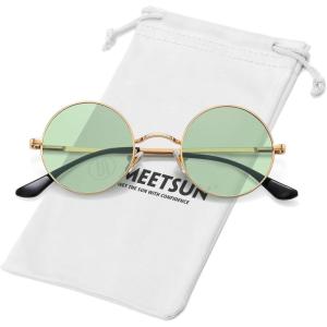 imageMEETSUN Small Round Polarized Sunglasses for Men Women Retro Vintage Circle Hippie Sun Glasses UV400Gold  Green