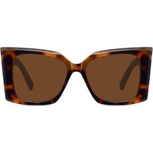 imageMEETSUN Trendy Retro Cat Eye Oversized Sunglasses for Women Stylish Vintage Wide Legs Square 90s Big Shades UV400 ProtectionTortoiseshell FrameBrown Lens