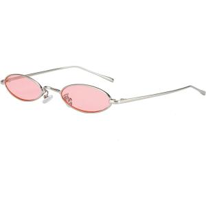 imageMEETSUN Vintage 90s Small Oval Sunglasses For Women Men Metal Frames Designer Gothic GlassesC13sliverpink