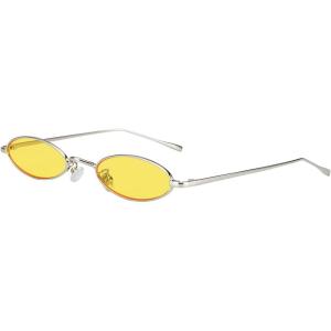 imageMEETSUN Vintage 90s Small Oval Sunglasses For Women Men Metal Frames Designer Gothic GlassesC39sliveryellow