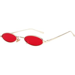 imageMEETSUN Vintage 90s Small Oval Sunglasses For Women Men Metal Frames Designer Gothic GlassesC40goldred