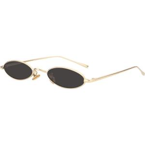 imageMEETSUN Vintage 90s Small Oval Sunglasses For Women Men Metal Frames Designer Gothic GlassesC48goldgray