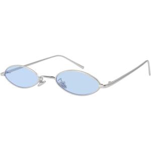 imageMEETSUN Vintage 90s Small Oval Sunglasses For Women Men Metal Frames Designer Gothic GlassesSilverblue