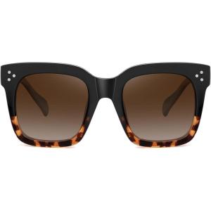 imageMEETSUN Vintage Square Oversized Sunglasses for Women Fashion Retro Designer Shades Big Trendy Large SunniesBlacktortoise  Brown
