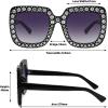 imageMEETSUN Elton Square Rhinestone Sunglasses  Oversized Bling for Women with Diamond Frames  70s Retro for Beach ampamp DiscoBlack FrameGrey Gradient Lens