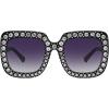 imageMEETSUN Elton Square Rhinestone Sunglasses  Oversized Bling for Women with Diamond Frames  70s Retro for Beach ampamp DiscoBlack FrameGrey Gradient Lens