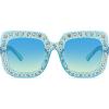 imageMEETSUN Elton Square Rhinestone Sunglasses  Oversized Bling for Women with Diamond Frames  70s Retro for Beach ampamp DiscoBlue FrameBlue Gradient Lens
