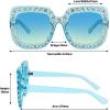 imageMEETSUN Elton Square Rhinestone Sunglasses  Oversized Bling for Women with Diamond Frames  70s Retro for Beach ampamp DiscoBlue FrameBlue Gradient Lens