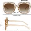 imageMEETSUN Elton Square Rhinestone Sunglasses  Oversized Bling for Women with Diamond Frames  70s Retro for Beach ampamp DiscoBrown FrameBrown Gradient Lens