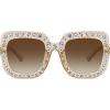 imageMEETSUN Elton Square Rhinestone Sunglasses  Oversized Bling for Women with Diamond Frames  70s Retro for Beach ampamp DiscoBrown FrameBrown Gradient Lens