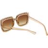 imageMEETSUN Elton Square Rhinestone Sunglasses  Oversized Bling for Women with Diamond Frames  70s Retro for Beach ampamp DiscoBrown FrameBrown Gradient Lens