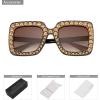 imageMEETSUN Elton Square Rhinestone Sunglasses  Oversized Bling for Women with Diamond Frames  70s Retro for Beach ampamp DiscoDark Brown FrameBrown Gradient Lens