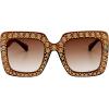 imageMEETSUN Elton Square Rhinestone Sunglasses  Oversized Bling for Women with Diamond Frames  70s Retro for Beach ampamp DiscoDark Brown FrameBrown Gradient Lens