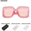 imageMEETSUN Elton Square Rhinestone Sunglasses  Oversized Bling for Women with Diamond Frames  70s Retro for Beach ampamp DiscoPink FramePink Mirrored Lens