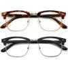 imageMEETSUN Blue Light Glasses Retro Half Frame Clear Lens  AntiEyestrain for Computer Gaming ampamp Phone Use  Women Men Fashion Bluelight GlassesTortoiseshell FrameBrown Frame  2 PACKMatte Black Silverytortoiseshell Gold 2 Pack