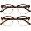 imageMEETSUN Blue Light Glasses Retro Half Frame Clear Lens  AntiEyestrain for Computer Gaming ampamp Phone Use  Women Men Fashion Bluelight GlassesTortoiseshell FrameBrown Frame  2 PACKLeopard Goldtortoiseshell Gold  2 Pack