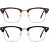 imageMEETSUN Blue Light Glasses Retro Half Frame Clear Lens  AntiEyestrain for Computer Gaming ampamp Phone Use  Women Men Fashion Bluelight GlassesTortoiseshell FrameBrown Frame  2 PACKMatte Black Silverybrown Gold  2 Pack