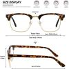 imageMEETSUN Blue Light Glasses Retro Half Frame Clear Lens  AntiEyestrain for Computer Gaming ampamp Phone Use  Women Men Fashion Bluelight GlassesTortoiseshell FrameBrown Frame  2 PACKLeopard Goldtortoiseshell Gold  2 Pack