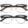 imageMEETSUN Blue Light Glasses Retro Half Frame Clear Lens  AntiEyestrain for Computer Gaming ampamp Phone Use  Women Men Fashion Bluelight GlassesTortoiseshell FrameBrown Frame  2 PACKMatte Black Silverybrown Gold  2 Pack