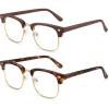 imageMEETSUN Blue Light Glasses Retro Half Frame Clear Lens  AntiEyestrain for Computer Gaming ampamp Phone Use  Women Men Fashion Bluelight GlassesTortoiseshell FrameBrown Frame  2 PACKTortoiseshell Gold Brown Gold 2 Pack