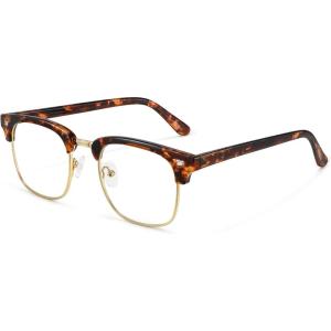 imageMEETSUN Blue Light Glasses Retro Half Frame Clear Lens  AntiEyestrain for Computer Gaming ampamp Phone Use  Women Men Fashion Bluelight GlassesTortoiseshell FrameBrown Frame  2 PACKTortoiseshell Gold  1 Pack