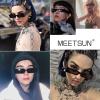 imageMEETSUN Retro 90s Rectangle Sunglasses for Women Men Trendy Small Nude Inspired Narrow GlassesBeige Frame Brown Lens