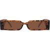 imageMEETSUN Retro 90s Rectangle Sunglasses for Women Men Trendy Small Nude Inspired Narrow GlassesLeopard Frame Brown Lens