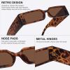 imageMEETSUN Retro 90s Rectangle Sunglasses for Women Men Trendy Small Nude Inspired Narrow GlassesLeopard Frame Brown Lens