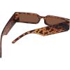 imageMEETSUN Retro 90s Rectangle Sunglasses for Women Men Trendy Small Nude Inspired Narrow GlassesLeopard Frame Brown Lens