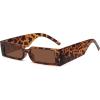 imageMEETSUN Retro 90s Rectangle Sunglasses for Women Men Trendy Small Nude Inspired Narrow GlassesLeopard Frame Brown Lens