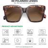 imageMEETSUN Sunglasses for Women Oversized Square Designer Style UV400 Flat Lens Leopard
