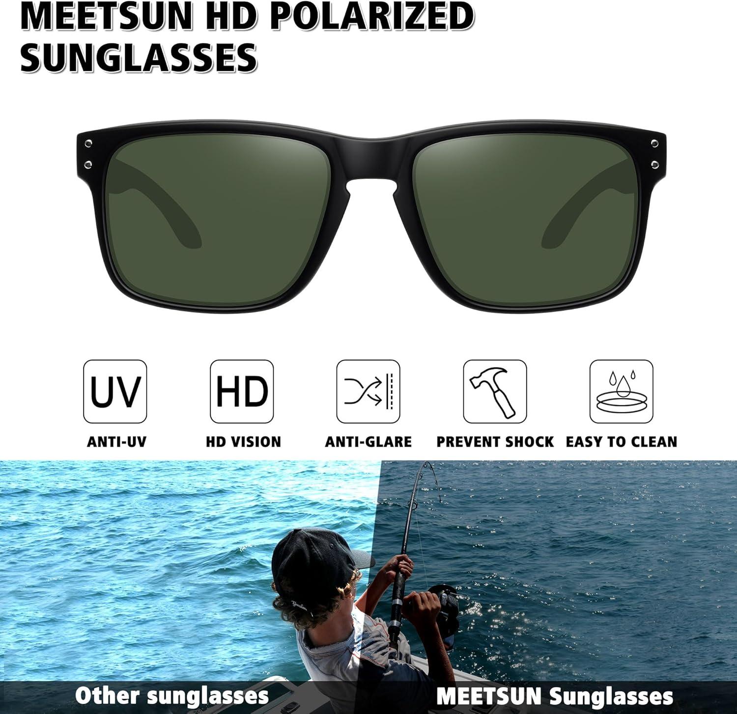 imageMEETSUN Polarized Sunglasses for Men Women Sports Driving Fishing Glasses UV400 Protection3packblackblueg15 Lens