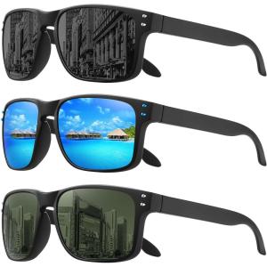 imageMEETSUN Polarized Sunglasses for Men Women Sports Driving Fishing Glasses UV400 Protection3packblackblueg15 Lens