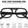 imageMEETSUN Retro Square Aviator Computer Blue Light Blocking Glasses for Women Men Fashion Oversized Fake EyeglassesBlack Frame