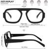 imageMEETSUN Retro Square Aviator Computer Blue Light Blocking Glasses for Women Men Fashion Oversized Fake EyeglassesBlack Frame