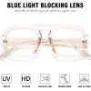 imageMEETSUN Retro Square Aviator Computer Blue Light Blocking Glasses for Women Men Fashion Oversized Fake EyeglassesBrown Frame