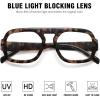 imageMEETSUN Retro Square Aviator Computer Blue Light Blocking Glasses for Women Men Fashion Oversized Fake EyeglassesGrey Demi Frame
